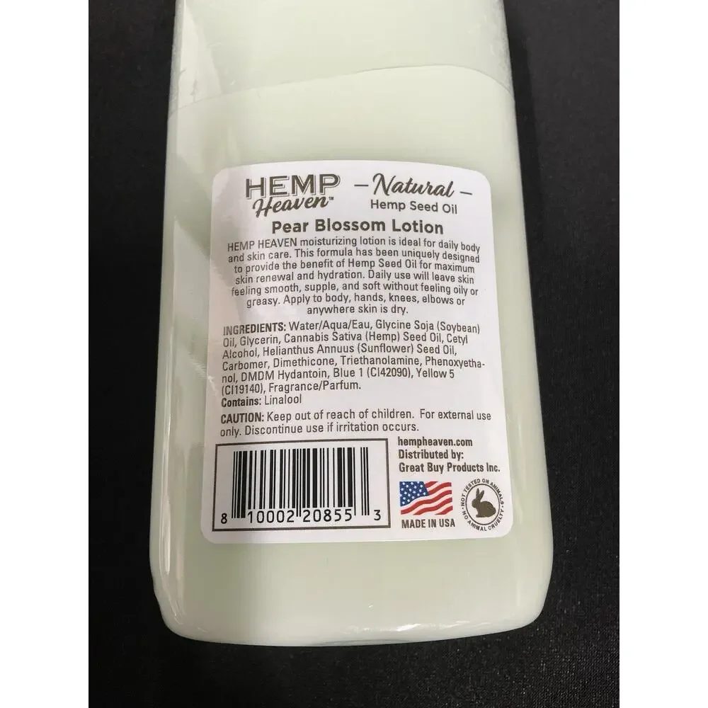 (2-Pk) HEMP Heaven ORGANIC Hemp Seed‎ Oil Pear Blossom Body Lotion